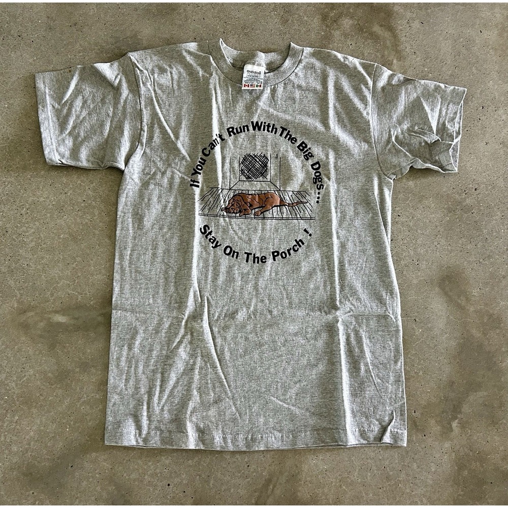 VINTAGE Adidas T Shirt Sz Medium Y2K 90s If You‎ Can't Run With The Big Dogs